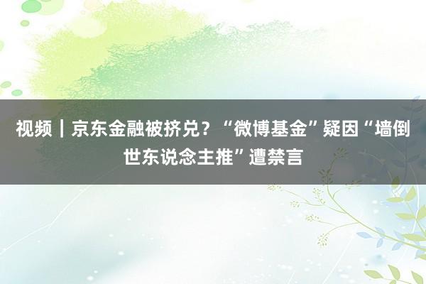 视频｜京东金融被挤兑？“微博基金”疑因“墙倒世东说念主推”遭禁言