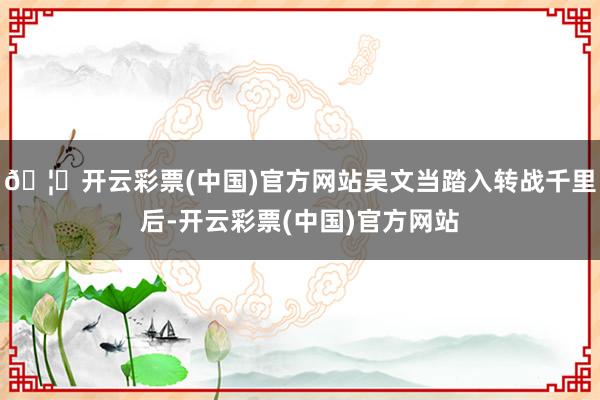 🦄开云彩票(中国)官方网站吴文当踏入转战千里后-开云彩票(中国)官方网站